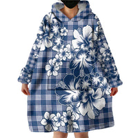 Hibiscus Pakala Cobalt Blue Royal Wearable Blanket Hoodie Tropical Floral Stylized LT01 - Polynesian Pride