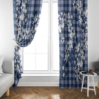 Hibiscus Pakala Cobalt Blue Royal Window Curtain Tropical Floral Stylized - Polynesian Pride