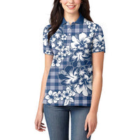 Hibiscus Pakala Cobalt Blue Royal Women Polo Shirt Tropical Floral Stylized - Polynesian Pride