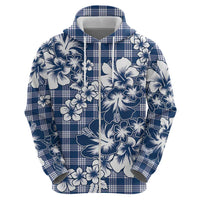 Hibiscus Pakala Cobalt Blue Royal Zip Hoodie Tropical Floral Stylized - Polynesian Pride