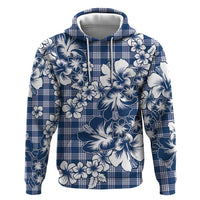 Hibiscus Pakala Cobalt Blue Royal Zip Hoodie Tropical Floral Stylized - Polynesian Pride