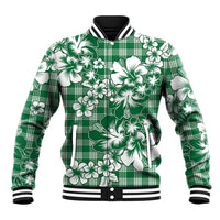 Hibiscus Pakala Emerald Green Baseball Jacket Tropical Floral Stylized - Polynesian Pride