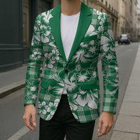 Hibiscus Pakala Emerald Green Blazer Tropical Floral Stylized - Polynesian Pride