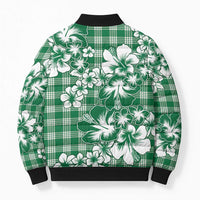 Hibiscus Pakala Emerald Green Bomber Puffer Jacket Tropical Floral Stylized - Polynesian Pride