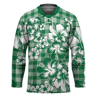 Hibiscus Pakala Emerald Green Hockey Jersey Tropical Floral Stylized LT01 Unisex Green - Polynesian Pride