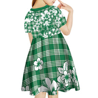 Hibiscus Pakala Emerald Green Kid Short Sleeve Dress Tropical Floral Stylized - Polynesian Pride