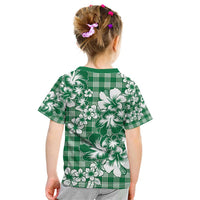 Hibiscus Pakala Emerald Green Kid T Shirt Tropical Floral Stylized - Polynesian Pride