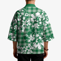 Hibiscus Pakala Emerald Green Kimono Tropical Floral Stylized - Polynesian Pride