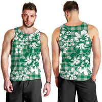 Hibiscus Pakala Emerald Green Men Tank Top Tropical Floral Stylized - Polynesian Pride