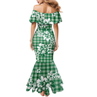 Hibiscus Pakala Emerald Green Mermaid Dress Tropical Floral Stylized - Polynesian Pride