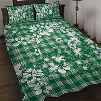 Hibiscus Pakala Emerald Green Quilt Bed Set Tropical Floral Stylized - Polynesian Pride