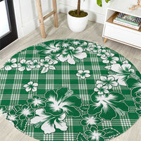 Hibiscus Pakala Emerald Green Round Carpet Tropical Floral Stylized - Polynesian Pride