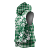 Hibiscus Pakala Emerald Green Sleeveless Hoodie Tropical Floral Stylized - Polynesian Pride