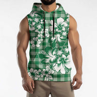 Hibiscus Pakala Emerald Green Sleeveless Hoodie Tropical Floral Stylized - Polynesian Pride