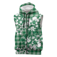 Hibiscus Pakala Emerald Green Sleeveless Zip Hoodie Tropical Floral Stylized LT01 Green - Polynesian Pride