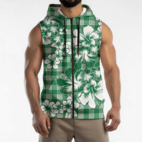 Hibiscus Pakala Emerald Green Sleeveless Zip Hoodie Tropical Floral Stylized LT01 - Polynesian Pride