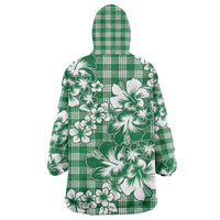 Hibiscus Pakala Emerald Green Wearable Blanket Hoodie Tropical Floral Stylized - Polynesian Pride