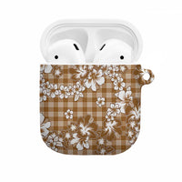 Hibiscus Pakala Bronze Brown AirPods Case Tropical Floral Stylized LT01 Brown - Polynesian Pride