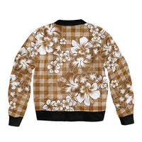 Hibiscus Pakala Bronze Brown Bomber Jacket Tropical Floral Stylized - Polynesian Pride