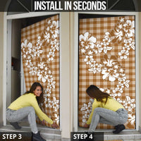 Hibiscus Pakala Bronze Brown Door Cover Tropical Floral Stylized - Polynesian Pride