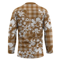 Hibiscus Pakala Bronze Brown Hockey Jersey Tropical Floral Stylized LT01 - Polynesian Pride