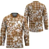 Hibiscus Pakala Bronze Brown Hockey Jersey Tropical Floral Stylized - Polynesian Pride