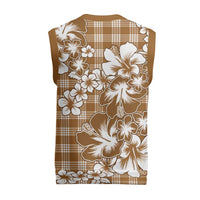 Hibiscus Pakala Bronze Brown Christmas Knitted V-Neck Vest Tropical Floral Stylized LT01 - Polynesian Pride