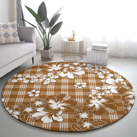 Hibiscus Pakala Bronze Brown Round Carpet Tropical Floral Stylized - Polynesian Pride