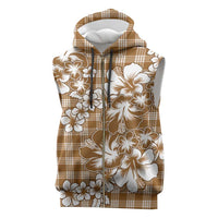 Hibiscus Pakala Bronze Brown Sleeveless Zip Hoodie Tropical Floral Stylized LT01 Brown - Polynesian Pride