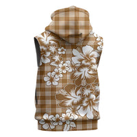 Hibiscus Pakala Bronze Brown Sleeveless Zip Hoodie Tropical Floral Stylized LT01 - Polynesian Pride