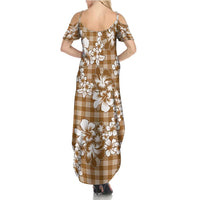 Hibiscus Pakala Bronze Brown Summer Maxi Dress Tropical Floral Stylized - Polynesian Pride