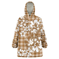 Hibiscus Pakala Bronze Brown Wearable Blanket Hoodie Tropical Floral Stylized - Polynesian Pride