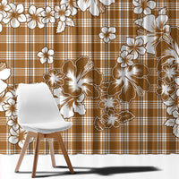 Hibiscus Pakala Bronze Brown Window Curtain Tropical Floral Stylized - Polynesian Pride
