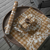 Hibiscus Pakala Bronze Brown Wrapping Paper Tropical Floral Stylized LT01 - Polynesian Pride