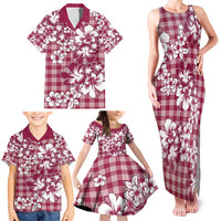 Hibiscus Pakala Royal Magenta Family Matching Tank Maxi Dress and Hawaiian Shirt Tropical Floral Stylized - Polynesian Pride