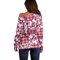 Hibiscus Pakala Royal Magenta Off Shoulder Sweater Tropical Floral Stylized - Polynesian Pride
