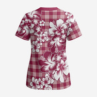 Hibiscus Pakala Royal Magenta Scrub Top Tropical Floral Stylized - Polynesian Pride
