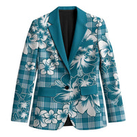 Hibiscus Pakala Ocean Depths Blue Blazer Tropical Floral Stylized - Polynesian Pride