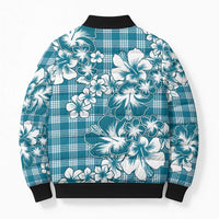 Hibiscus Pakala Ocean Depths Blue Bomber Puffer Jacket Tropical Floral Stylized - Polynesian Pride