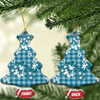 Hibiscus Pakala Ocean Depths Blue Ceramic Ornament Tropical Floral Stylized LT01 Christmas Tree Blue - Polynesian Pride