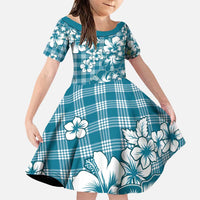 Hibiscus Pakala Ocean Depths Blue Family Matching Puletasi and Hawaiian Shirt Tropical Floral Stylized - Polynesian Pride