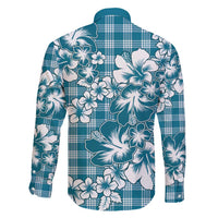 Hibiscus Pakala Ocean Depths Blue Family Matching Puletasi and Hawaiian Shirt Tropical Floral Stylized - Polynesian Pride