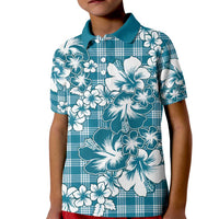 Hibiscus Pakala Ocean Depths Blue Kid Polo Shirt Tropical Floral Stylized - Polynesian Pride