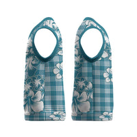 Hibiscus Pakala Ocean Depths Blue Christmas Knitted V-Neck Vest Tropical Floral Stylized LT01 - Polynesian Pride
