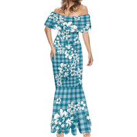 Hibiscus Pakala Ocean Depths Blue Mermaid Dress Tropical Floral Stylized - Polynesian Pride