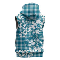 Hibiscus Pakala Ocean Depths Blue Sleeveless Zip Hoodie Tropical Floral Stylized LT01 - Polynesian Pride