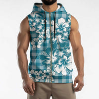 Hibiscus Pakala Ocean Depths Blue Sleeveless Zip Hoodie Tropical Floral Stylized LT01 - Polynesian Pride