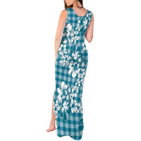 Hibiscus Pakala Ocean Depths Blue Tank Maxi Dress Tropical Floral Stylized - Polynesian Pride