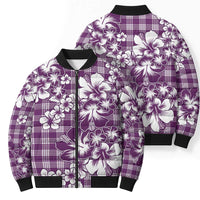 Hibiscus Pakala Sweetie Purple Bomber Puffer Jacket Tropical Floral Stylized - Polynesian Pride