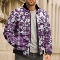 Hibiscus Pakala Sweetie Purple Bomber Puffer Jacket Tropical Floral Stylized - Polynesian Pride